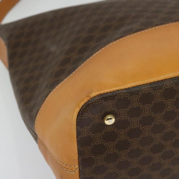 CELINE Macadam Canvas Shoulder Bag Pvc Leather Brown Gold - Picture 2 of 12